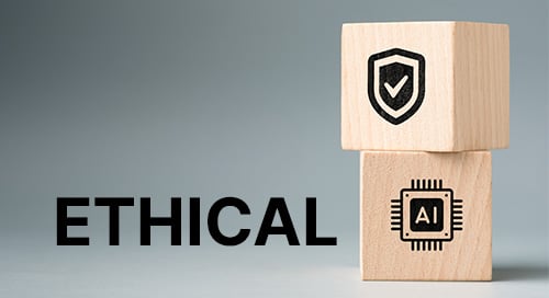 Wooden blocks depicting ethical AI