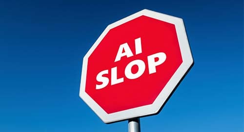 Sign that reads AI SLOP