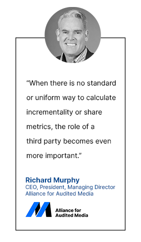 Richard Murphy quote about the role of third-parties in calculating incrementality metrics 