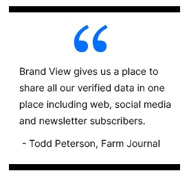 Brand View gives us a place to share all of our verified data in one place including web, social media and newsletter subscribers. - Todd Peterson, Farm Journal