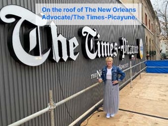 Judi Terzotis on the roof of The Times-Picayune.